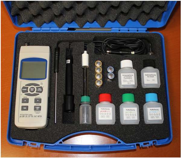 Messgeräte-Set für pH, EC, Temp., TDS und Salz | Kombi Messgeräte